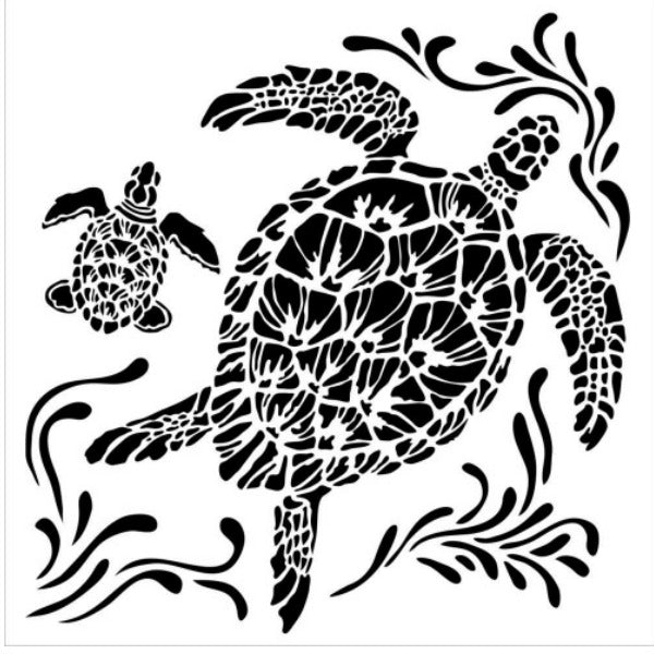 Powder or Airbrush Stencil- Sea Turtles 6x6