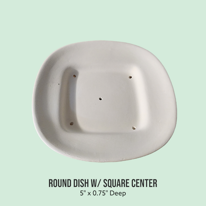 Round Dish w/ Square Center Ceramic Mold for Fused Glass